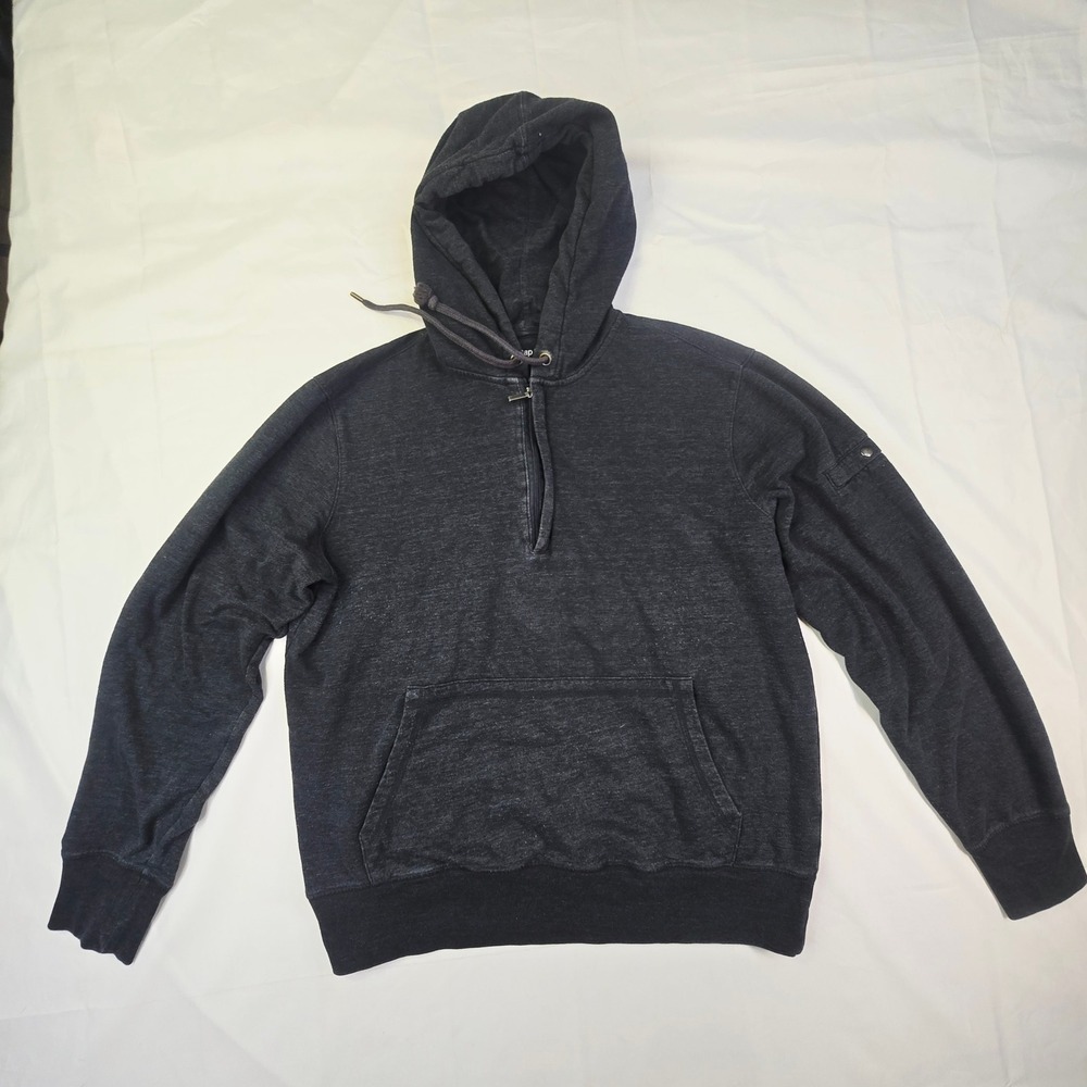 Gap Quarter Zip Hoodie Men's Size Large Gray Heathered Utility Pocket Pullover